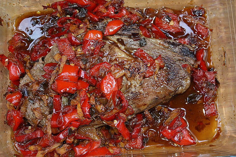 Bisonsteak auf Paprika