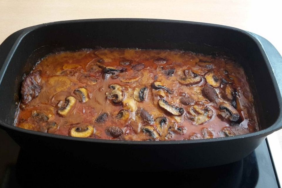 Schnitzelauflauf mit Champignons