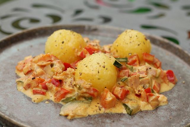 Gemüsepfanne mit Miniknödeln und Schinken von Melissen-Geist| Chefkoch