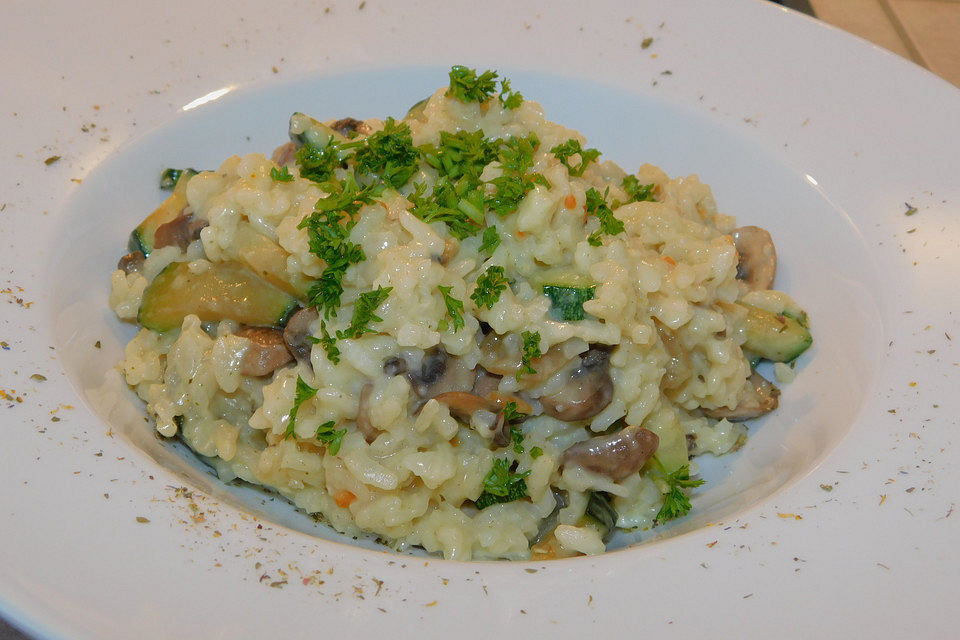 Pilzrisotto mit Zucchini