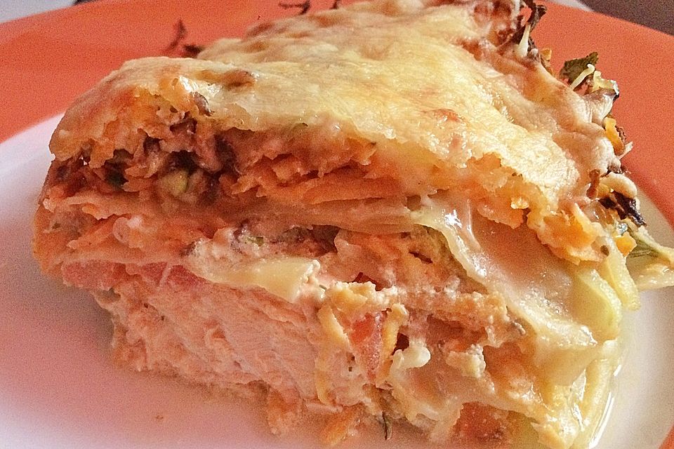 Lasagne mit Lachs und Süßkartoffeln