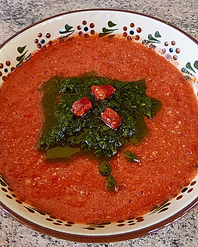 krümeltigers kalte Paprika-Tomatensuppe