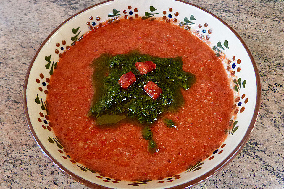 krümeltigers kalte Paprika-Tomatensuppe