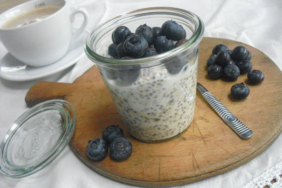 Chiapudding mit Heidelbeeren