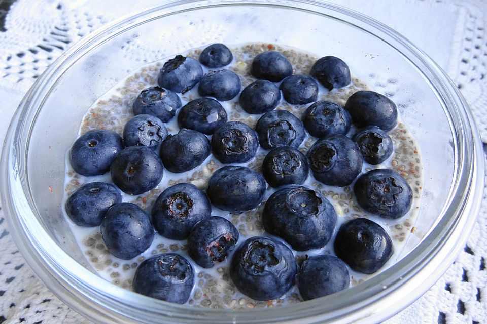 Chiapudding mit Heidelbeeren