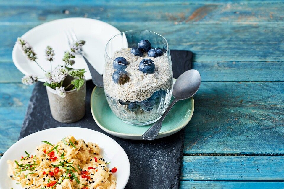 Chiapudding mit Heidelbeeren