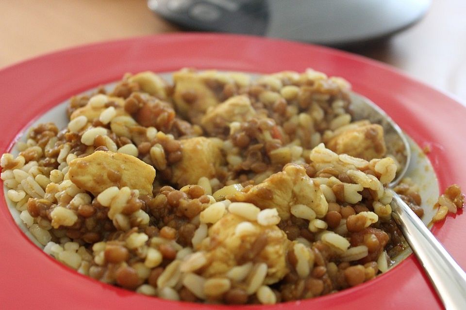 Linsencurry mit Huhn