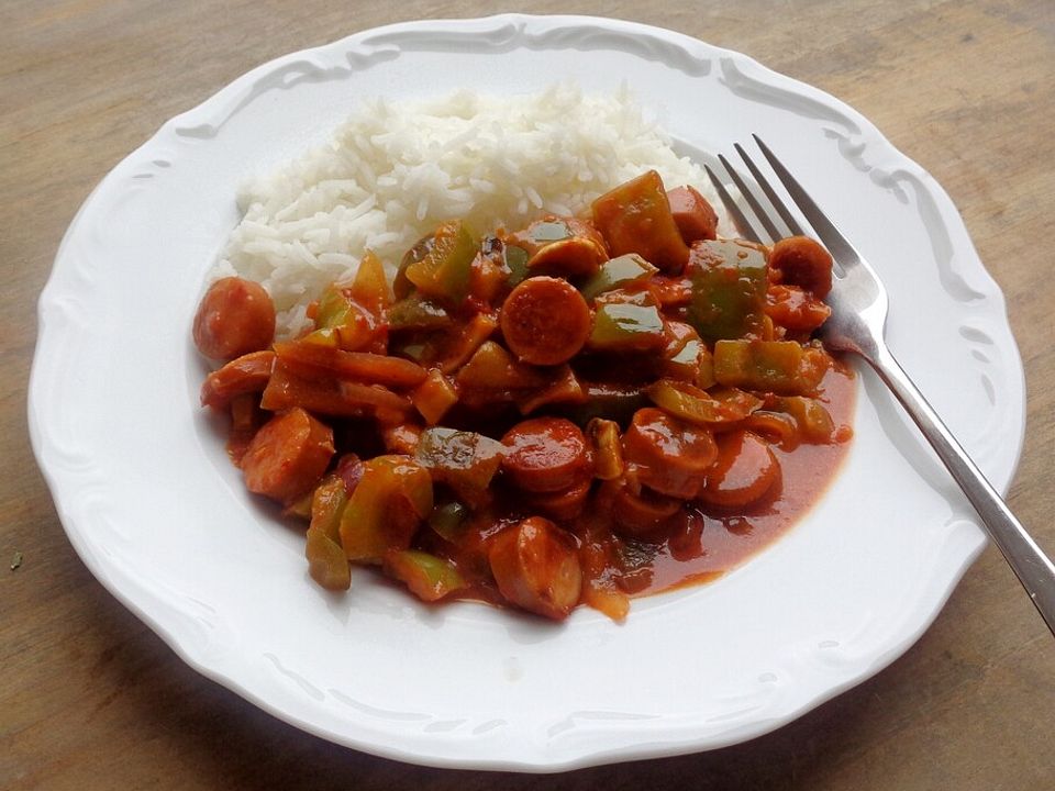 Paprika-Fleischwurstsoße mit Reis von Herrmann2000| Chefkoch