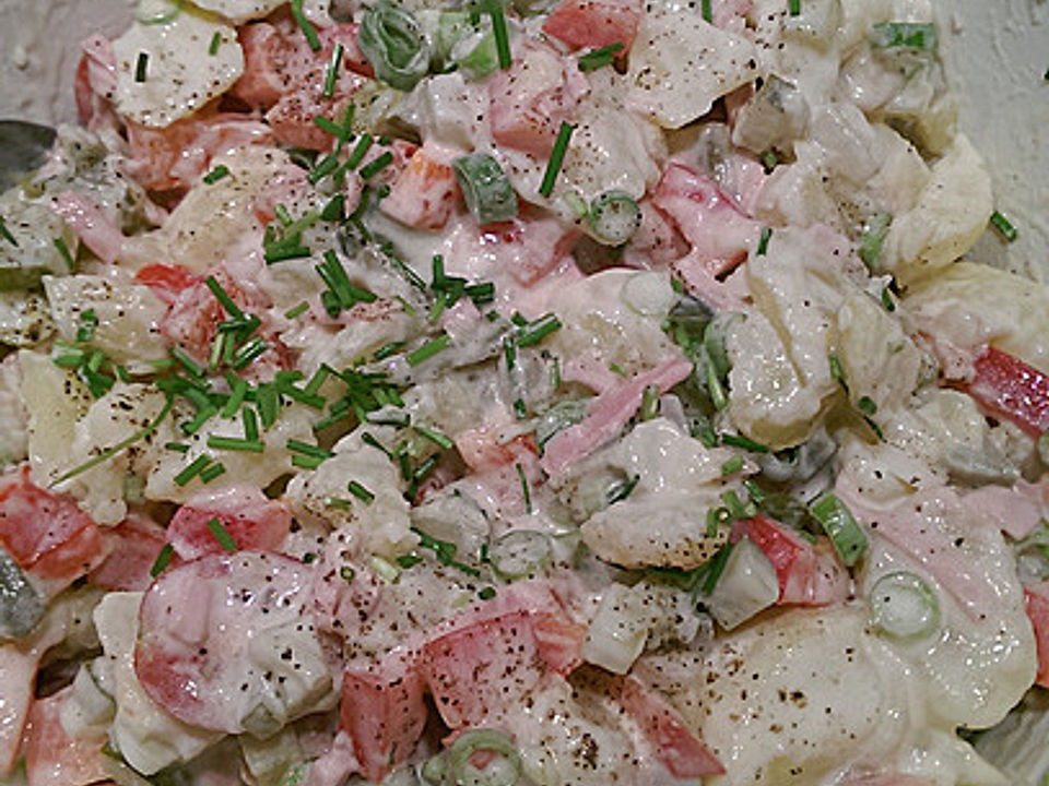 Leichter Kartoffelsalat mit Fleischsalat und Gemüse von Goldan77| Chefkoch
