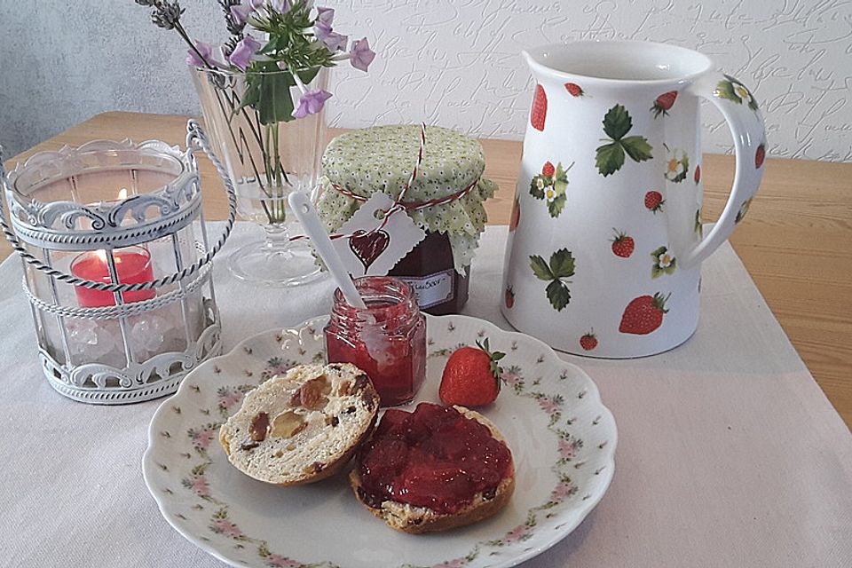 Erdbeer-Himbeer-Marmelade mit Erdbeer-Limes