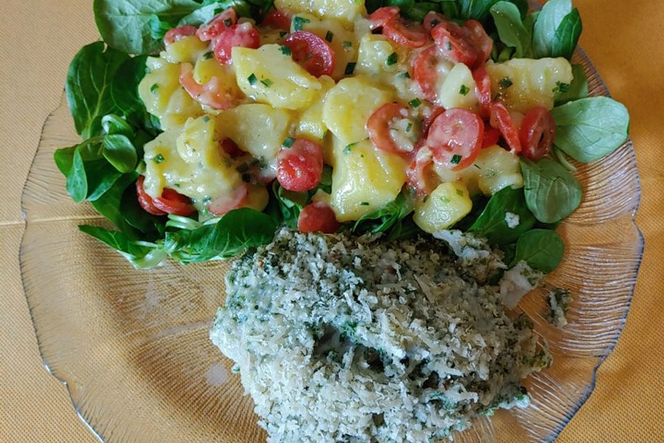 Schollen-Doppelfilet mit Parmesan und Kräutern