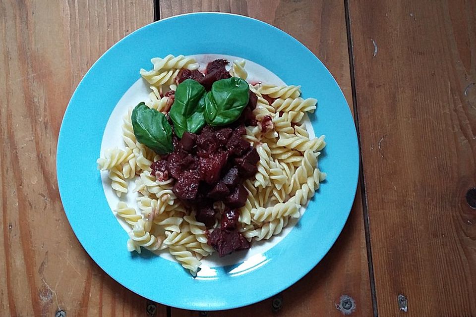 Fusilli in Auberginen/Melanzani Sauce