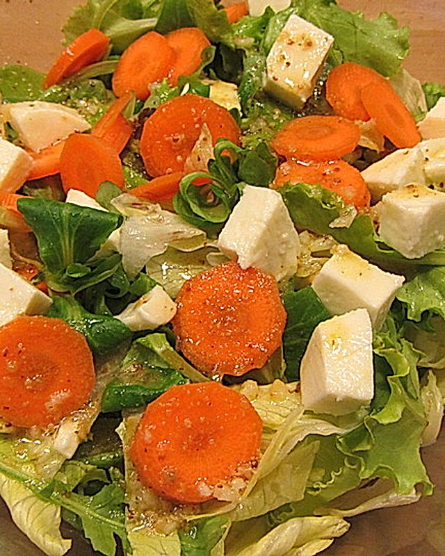 Bunter Salat mit Senfdressing und Mozzarella