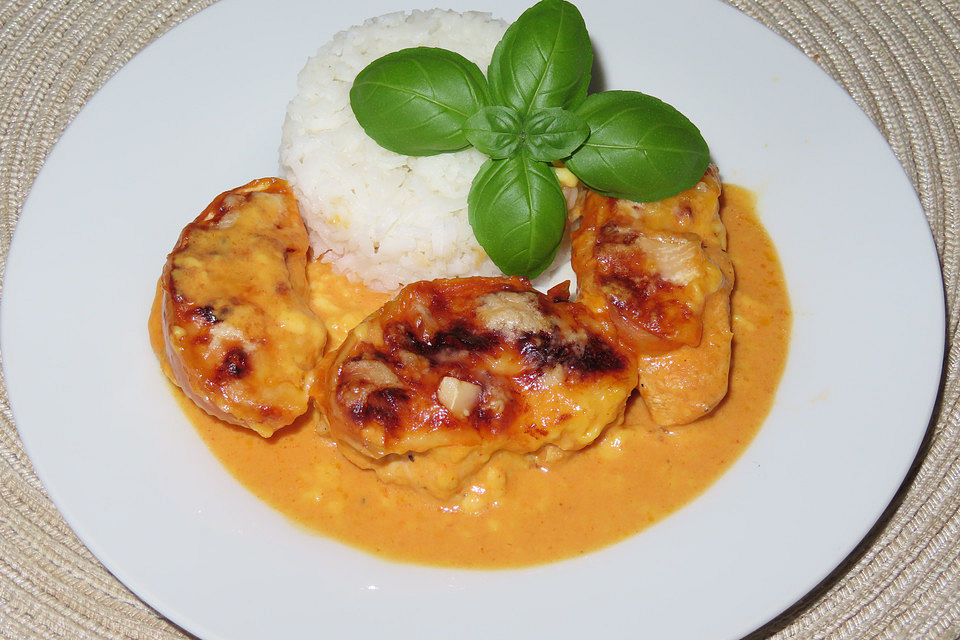 Putenschnitzel mit Äpfeln in Currysahne