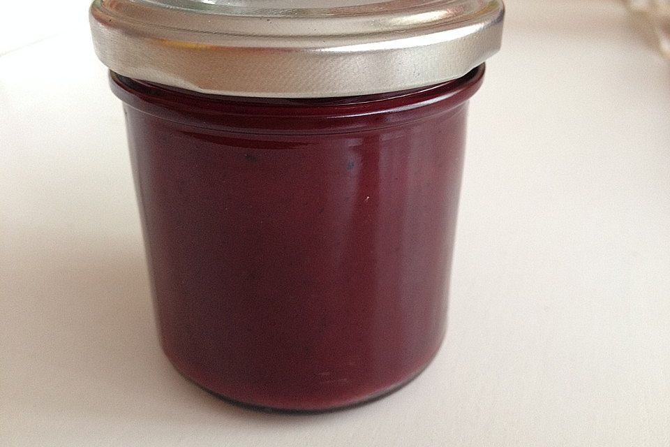 Heidelbeer-Pfirsich-Marmelade mit Kokosmilch