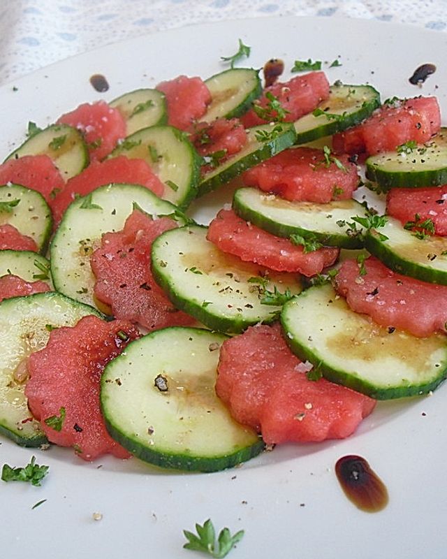 Gurke-Wassermelone-Carpaccio
