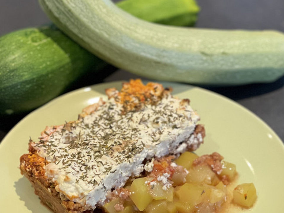 Hack-Zucchini-Auflauf mit Schafskäse überbacken von Atti70| Chefkoch