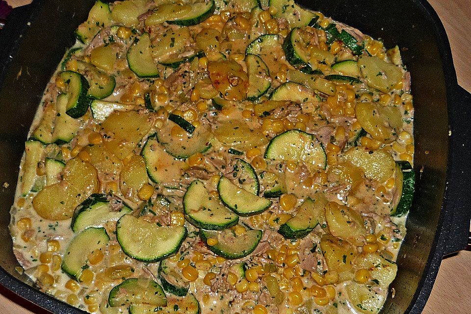 Kartoffel - Zucchini - Pfanne mit Thunfisch