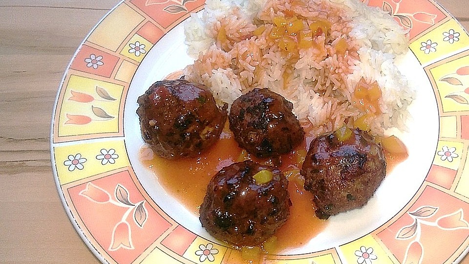 Scharfe Fleischbällchen auf süßsaurer Sauce von Bmoe| Chefkoch