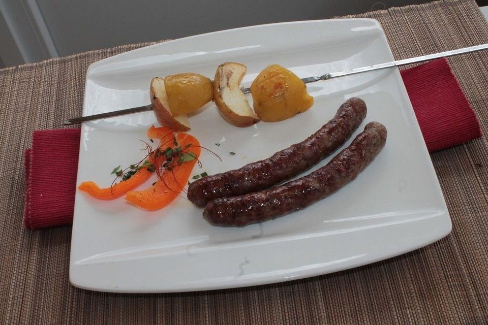 Kartoffel-Apfel-Spieße zum Grillen