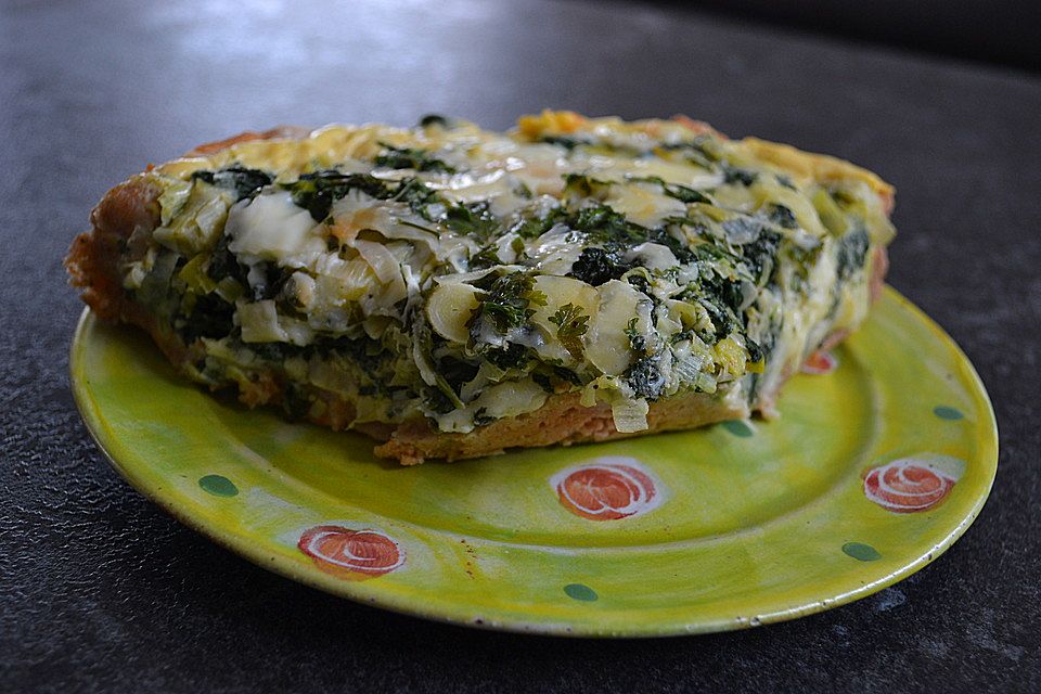 Lauch-Spinat-Quiche mit Mozzarella