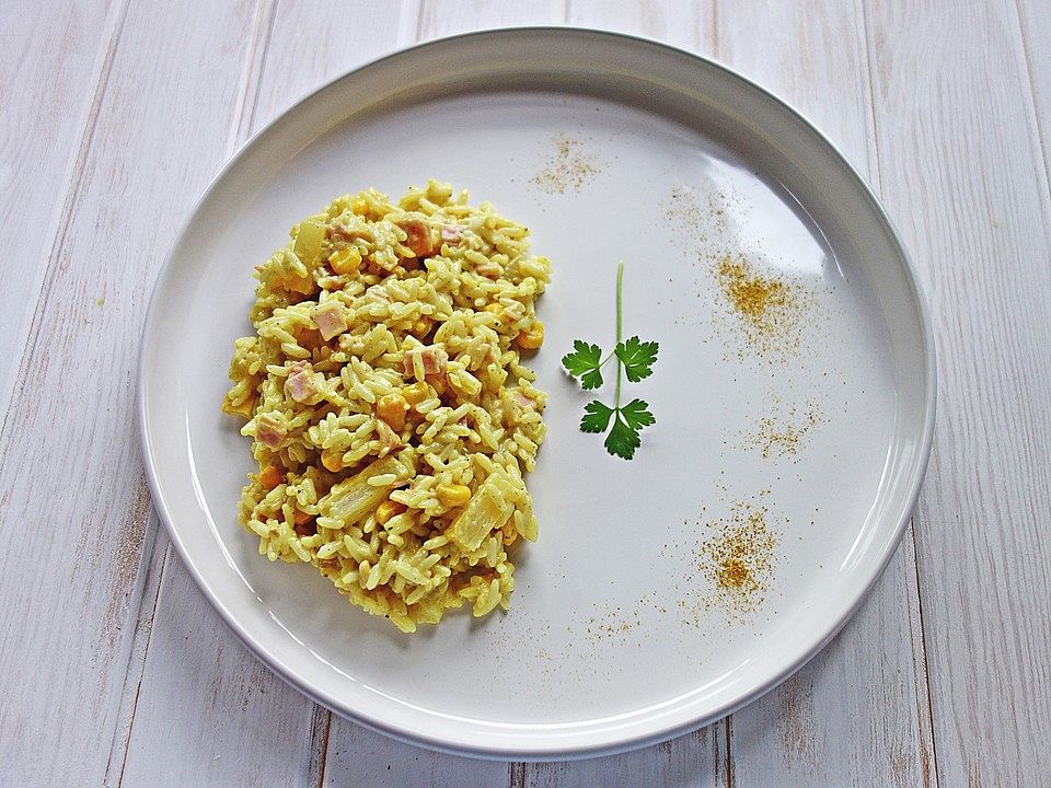Curry-Reis-Salat mit Schinken, Mais und Ananas von yve290372| Chefkoch
