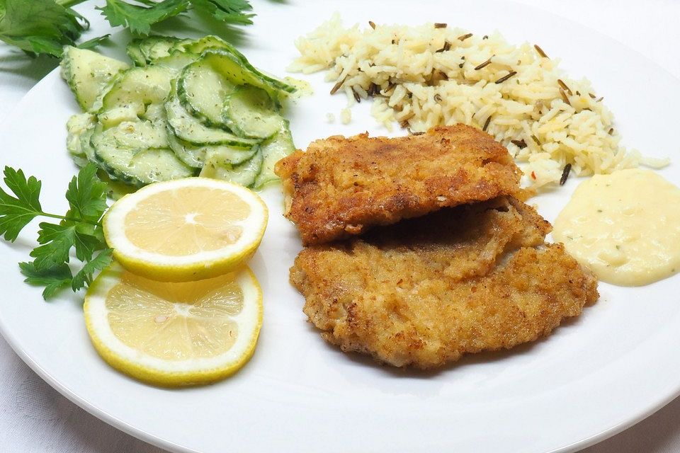 Paniertes Seelachsfilet mit Meerrettich