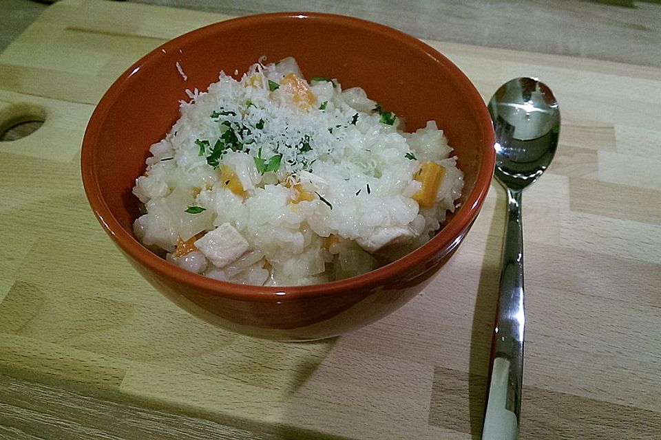 Risotto aus frischer Hühnerbrühe