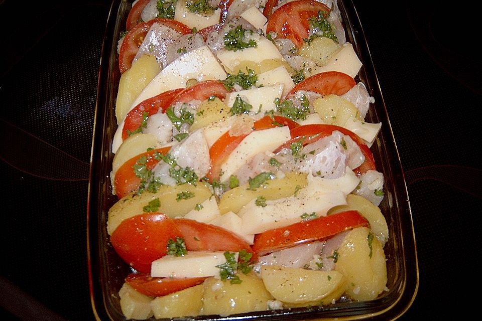 Fischgratin mit Emmentaler