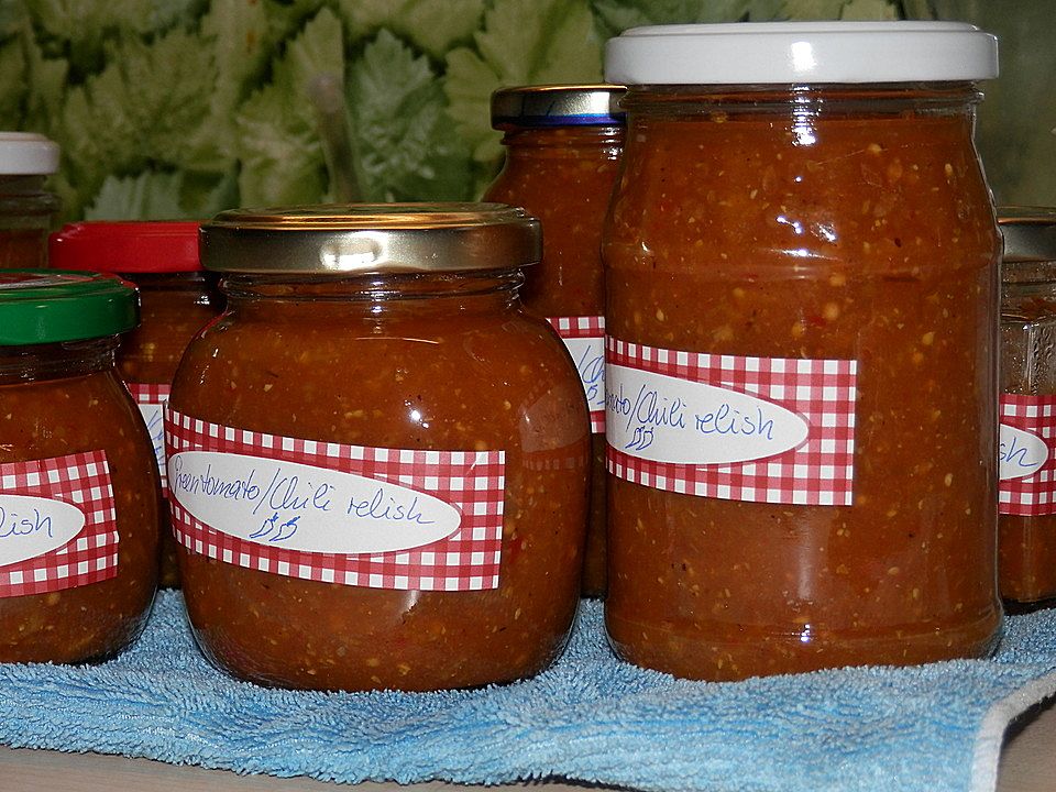 Pittys chili-scharfes Relish aus grünen Tomaten von pittyom| Chefkoch