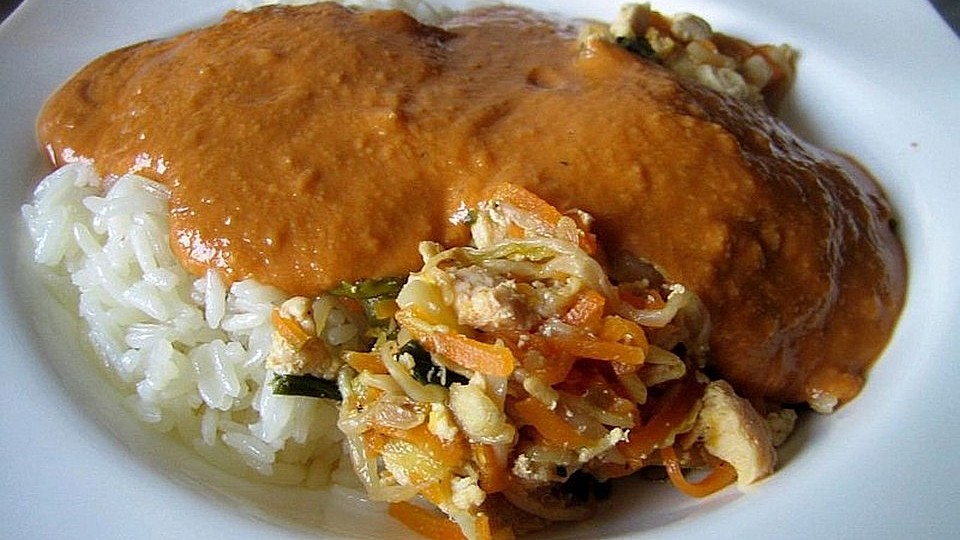 Erdnusssauce Mit Reis Und Gemuse Von Willmaw Chefkoch 