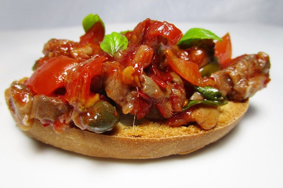 Bruschetta mit scharfen Sardellen