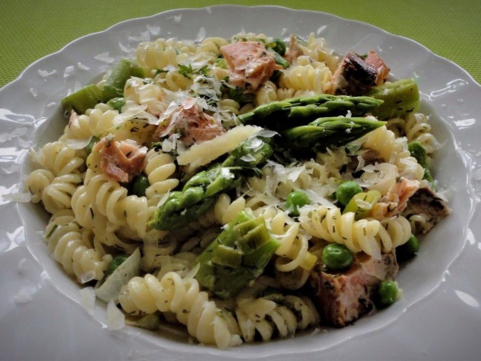 Spiralnudeln mit grünem Spargel und Räucherlachs von BeaMuffin| Chefkoch