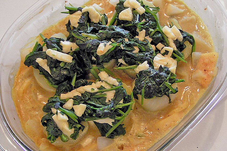 Überbackener Kohlrabi in einer fruchtigen Currysoße