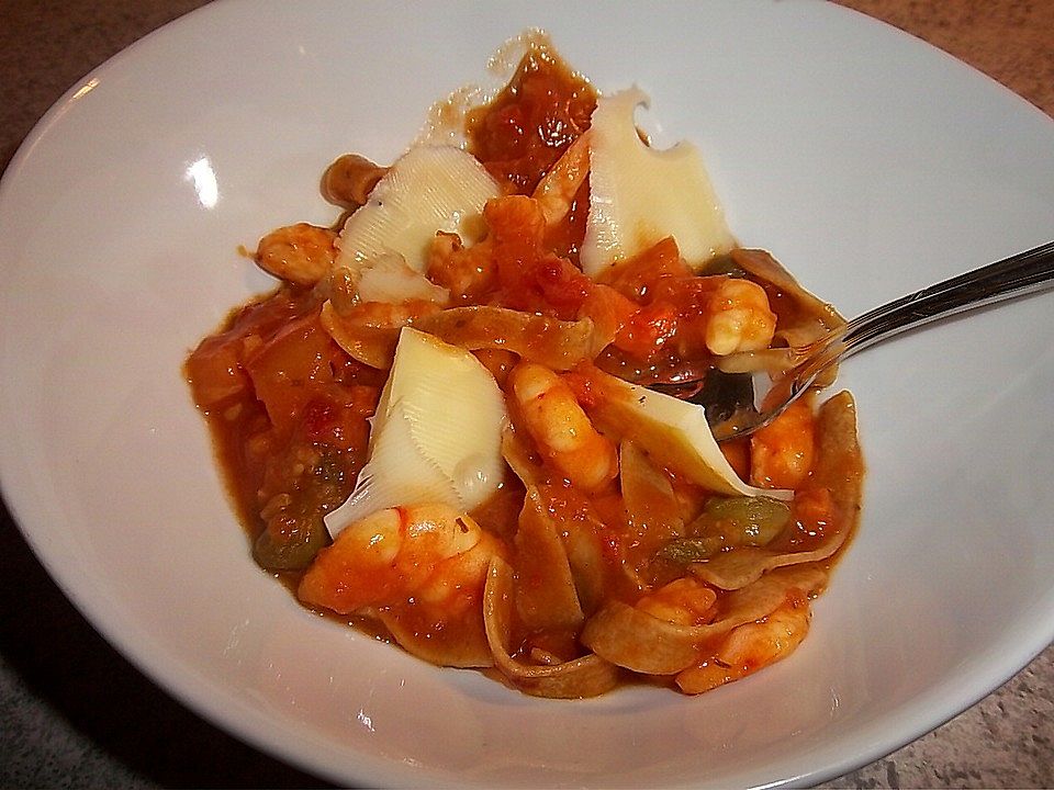 Schnelle Pasta mit Garnelen-Bolognese von Shoushouswelt| Chefkoch