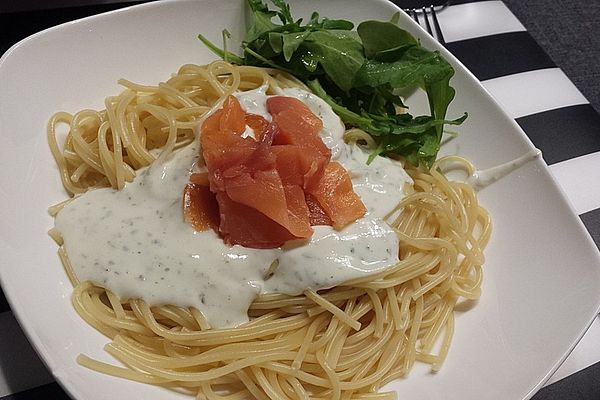 Spaghetti mit Räucherlachs und Rucola von fraukino | Chefkoch