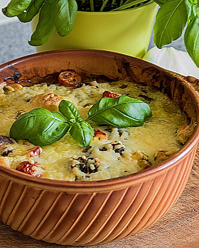 Italienischer Gnocchi-Spinat-Auflauf mit Gorgonzola