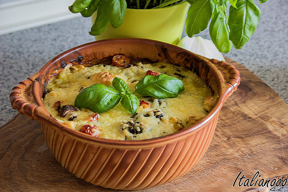 Italienischer Gnocchi-Spinat-Auflauf mit Gorgonzola