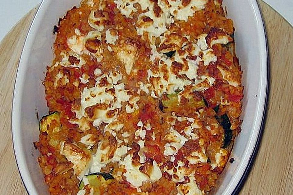 Bulgur-Schafskäse-Auflauf