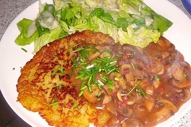 Kartoffelrösti mit Rahmchampignons von sissimuc| Chefkoch