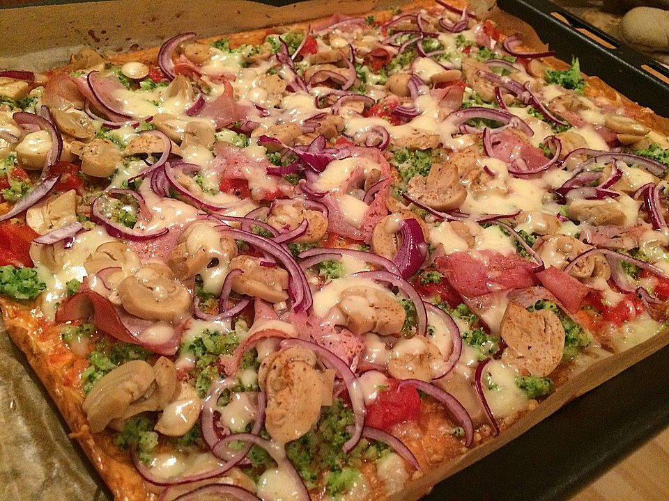 Beste und einfachste Low Carb Pizza, mit einem Boden aus Frischkäse ...