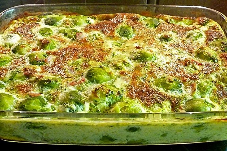 Kartoffel-Rosenkohl Gratin