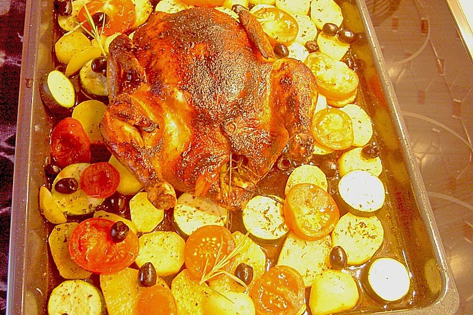 Liebstöckel - Rosmarin - Hähnchen mit Tomaten - Kartoffeln