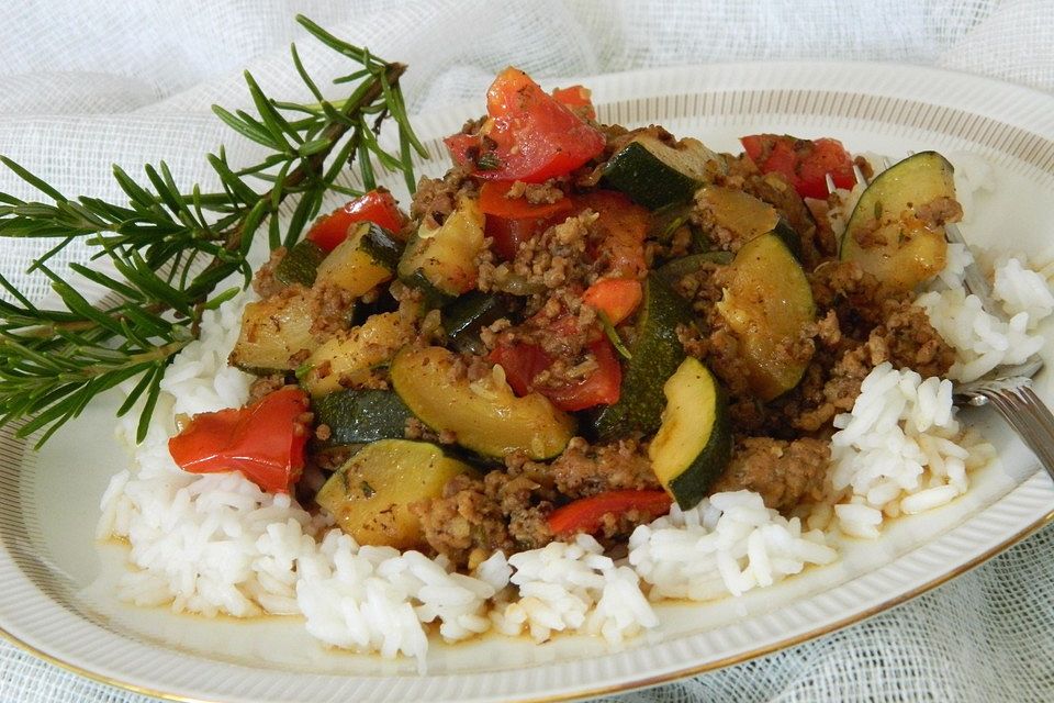 Zucchini-Reis-Pfanne