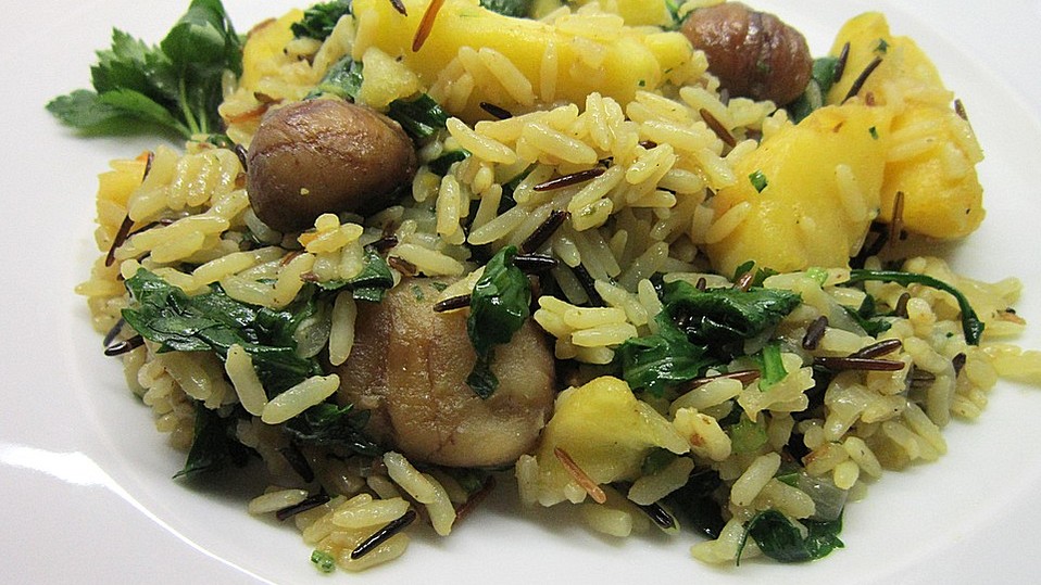 Wildreis-mit-Maronen-und-pfeln