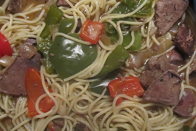 Leber-Paprika-Spaghettitopf von flobina| Chefkoch