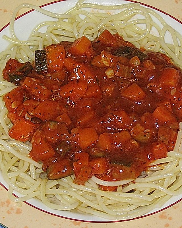Gemüse - Bolognese mit Spaghetti