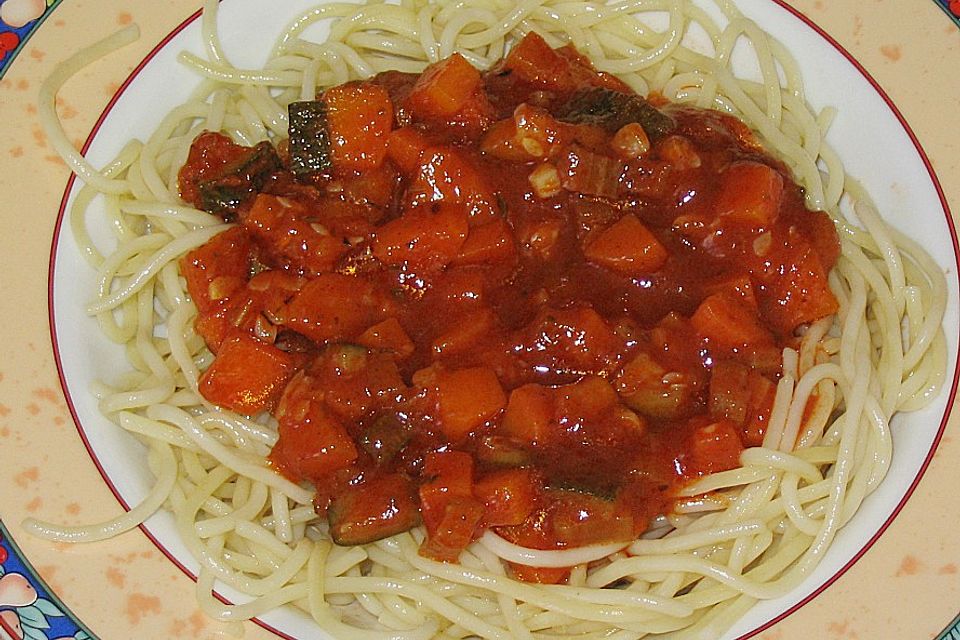 Gemüse - Bolognese mit Spaghetti