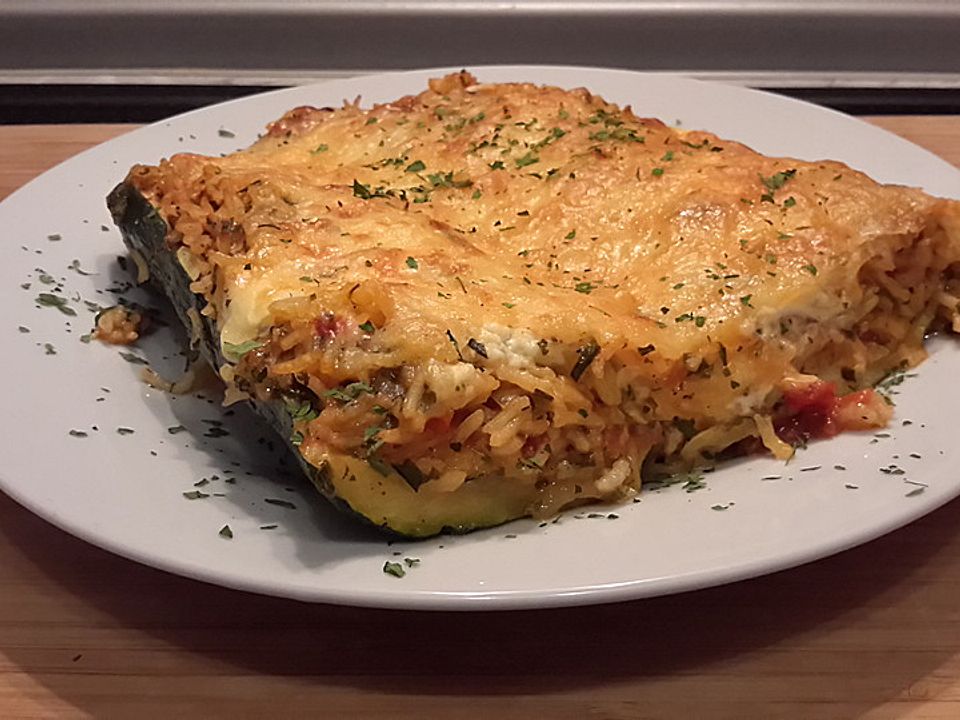 Überbackene Zucchini mit Reis von Nora_90| Chefkoch