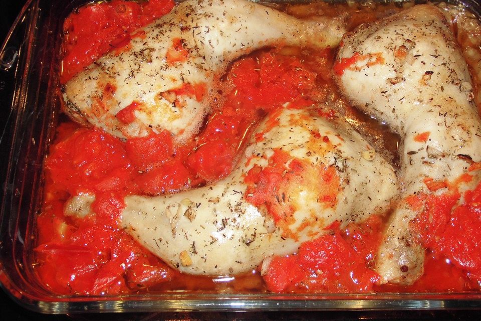 Hähnchenschenkel nach Jägerart - Pollo alla cacciatore